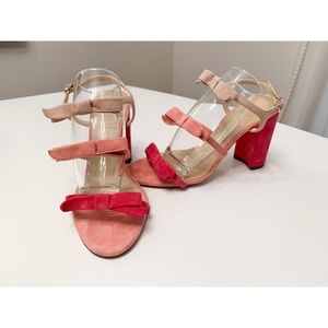 J Crew Bow Pink Ombré Sandal Heels